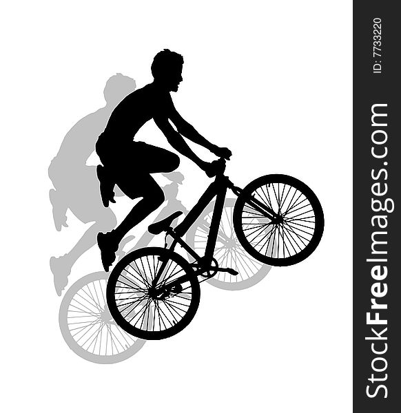 Extreme sport silhouette - jump with a mountain bike