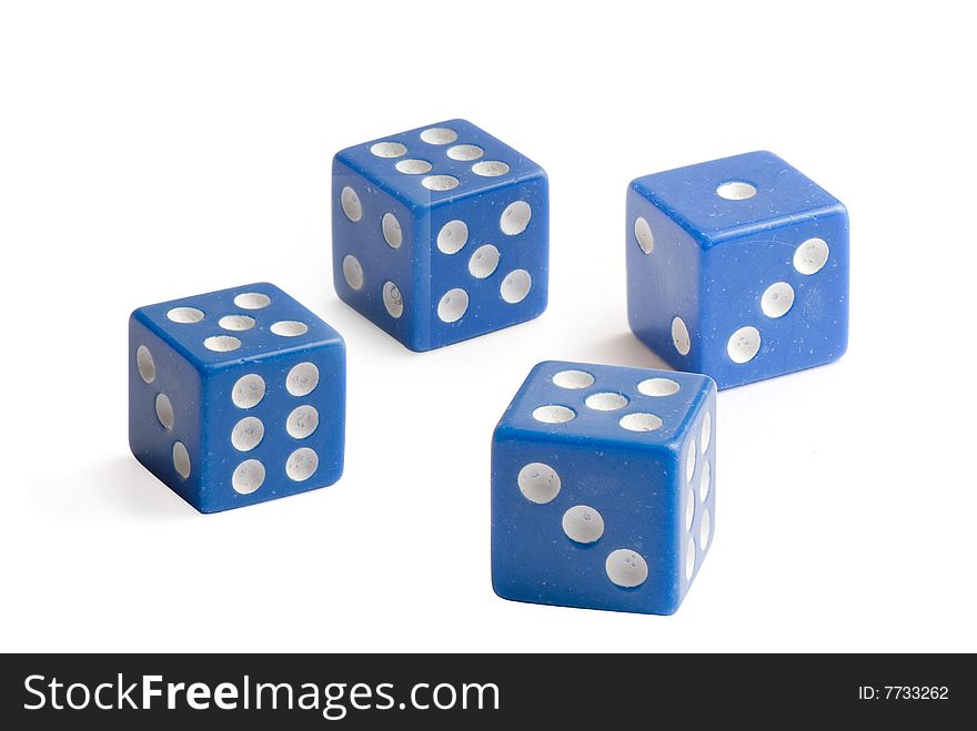 Dice close up isolated on a white background