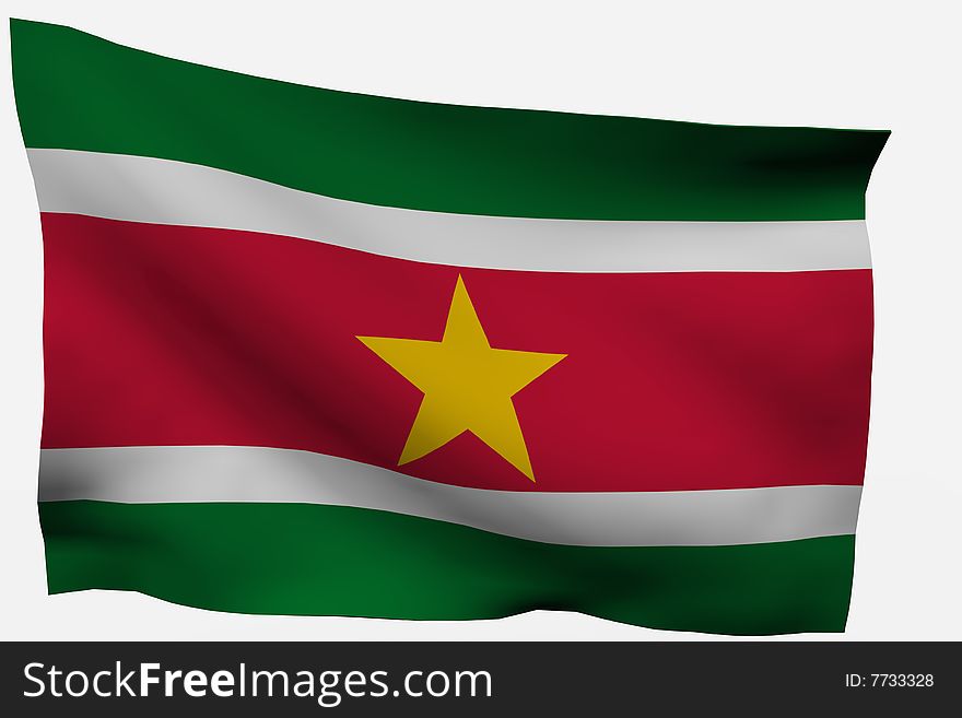 Surinam 3d flag isolated on white background