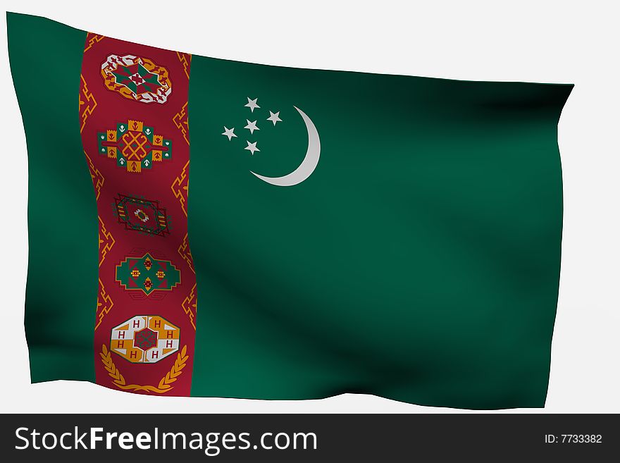 Turkmenistan 3d flag isolated on white background