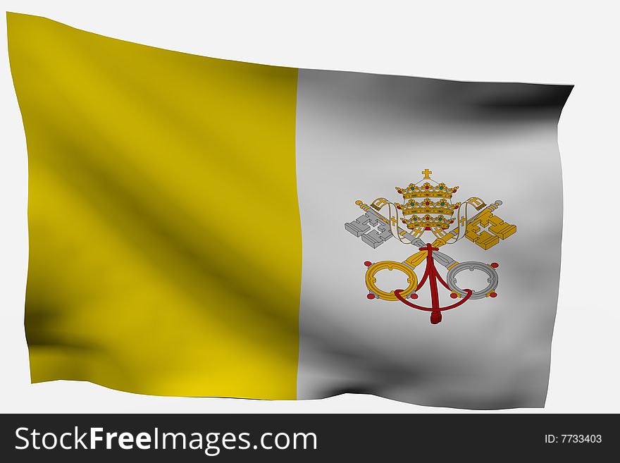 Vatican City 3d flag isolated on white background