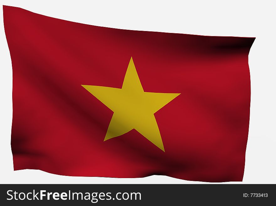 Vietnam 3d flag isolated on white background