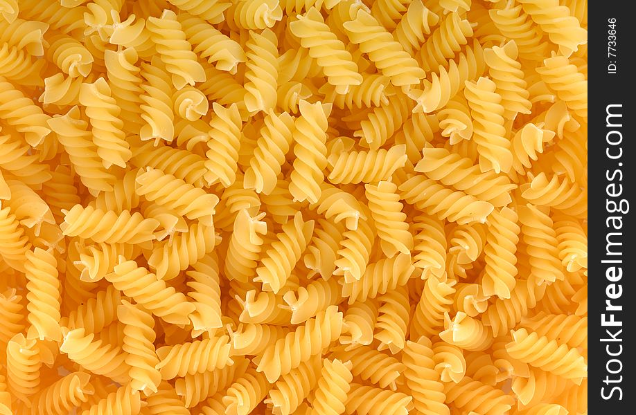 Spiral pasta, italian macaroni, dieting
