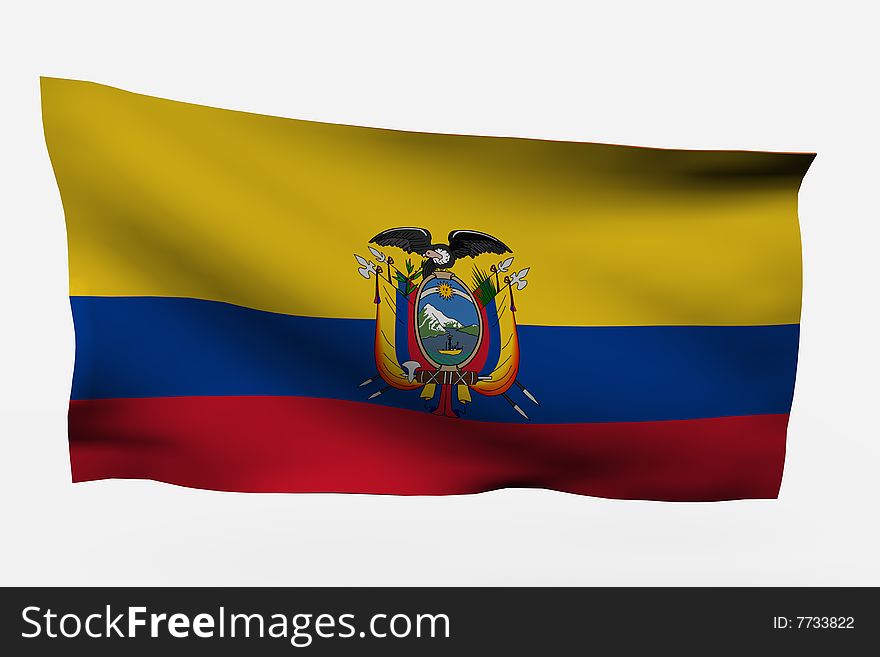Ecuador 3d flag isolated on white background