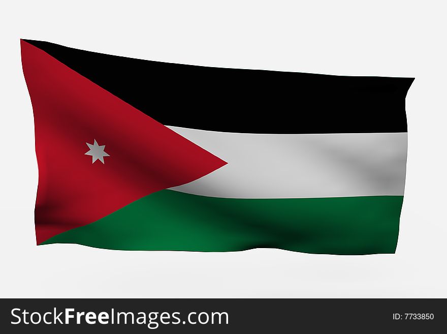Jordania 3d flag isolated on white background