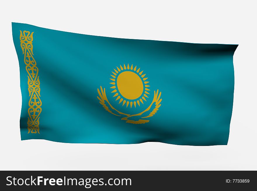 Kazajistan 3d flag isolated on white background