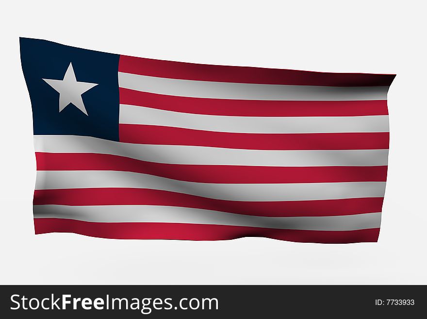 Liberia 3d flag isolated on white background
