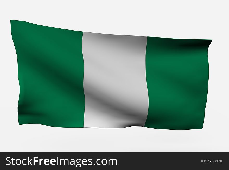 Nigeria 3d flag isolated on white background