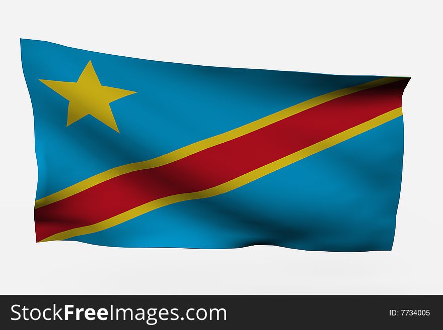 Dem Rep Congo 3d flag isolated on white background