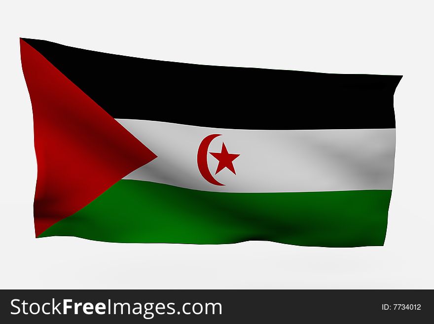 Sahara 3d flag isolated on white background