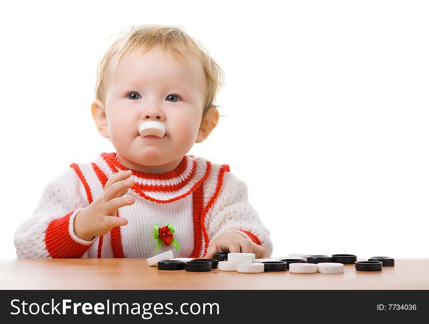 Child plays checkers