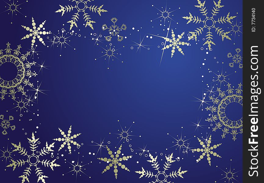 Abstract blue background with snowflakes