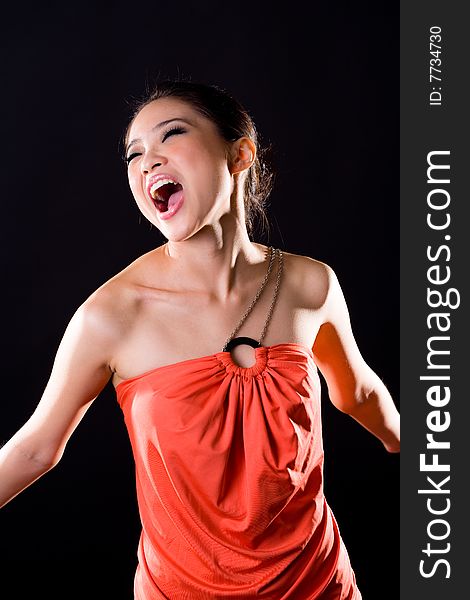 Stylish asian young woman face expression. Stylish asian young woman face expression