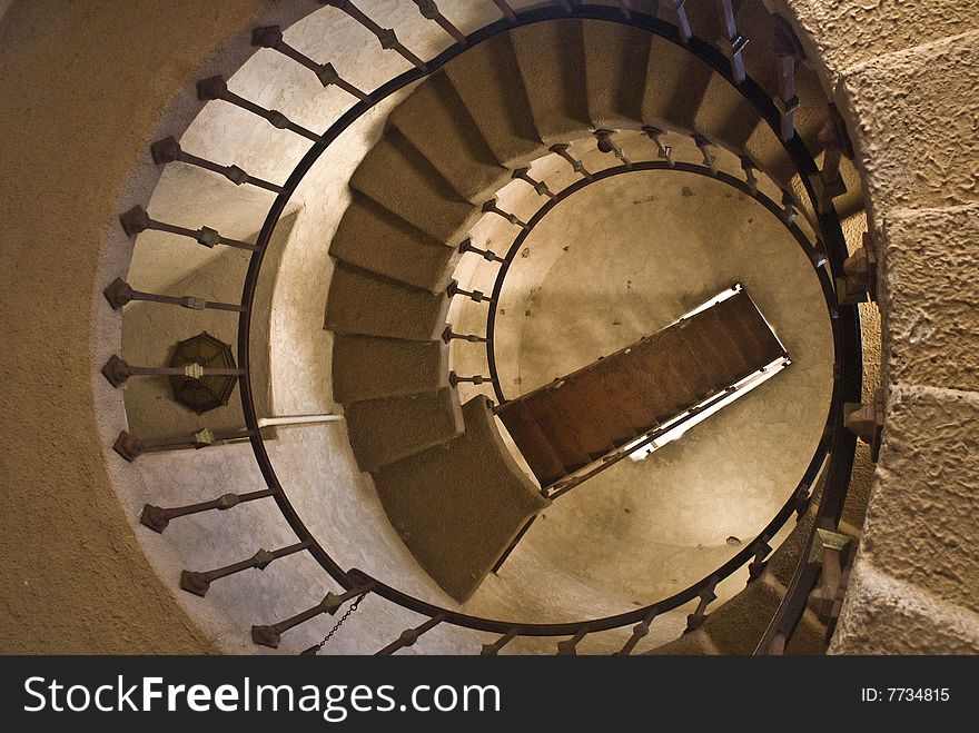 This is a spiral staircase in Scotty's Castle at Death Valley National Park
