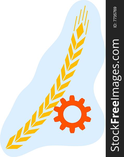 The abstract image of interaction of a grain ear and pinion from the mechanism.