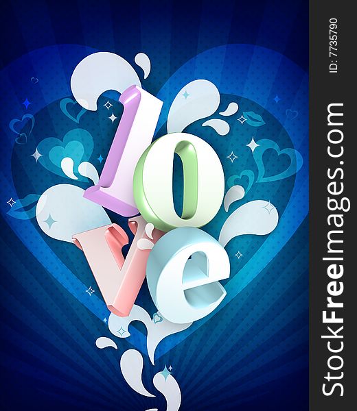 Love illustration on blue texture background, Wallpaper