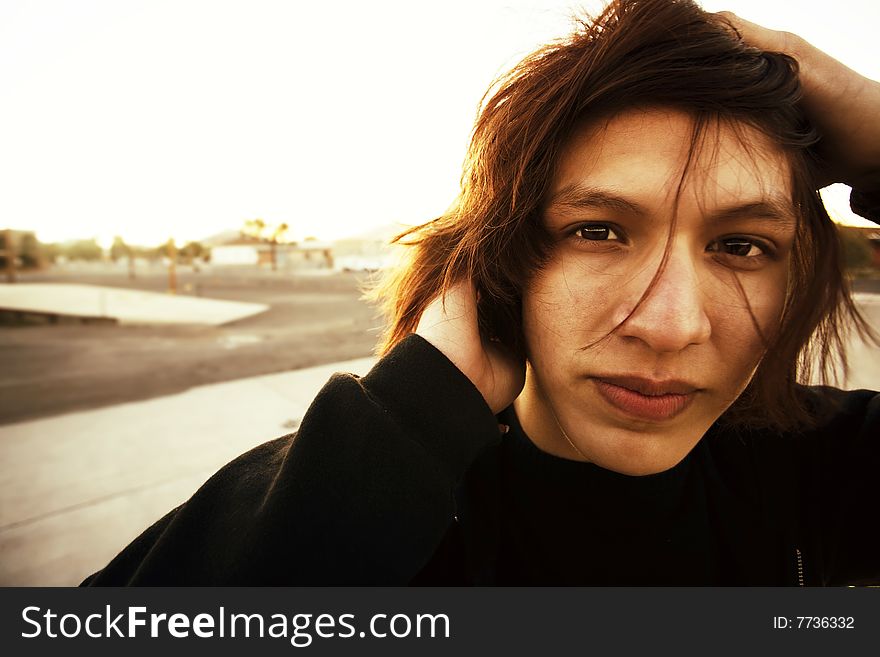 Hisopanic young man in afternoon light. Hisopanic young man in afternoon light