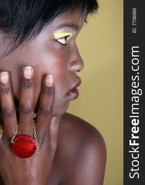 Beautiful young African female model with accessories