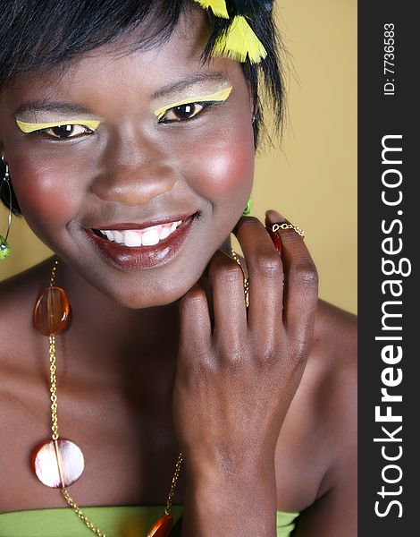 Beautiful young African female model with accessories