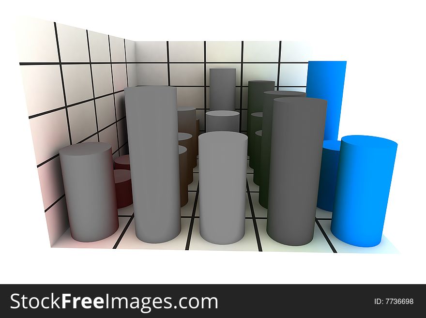 Statistics - 3d isolated diagram on white. Statistics - 3d isolated diagram on white