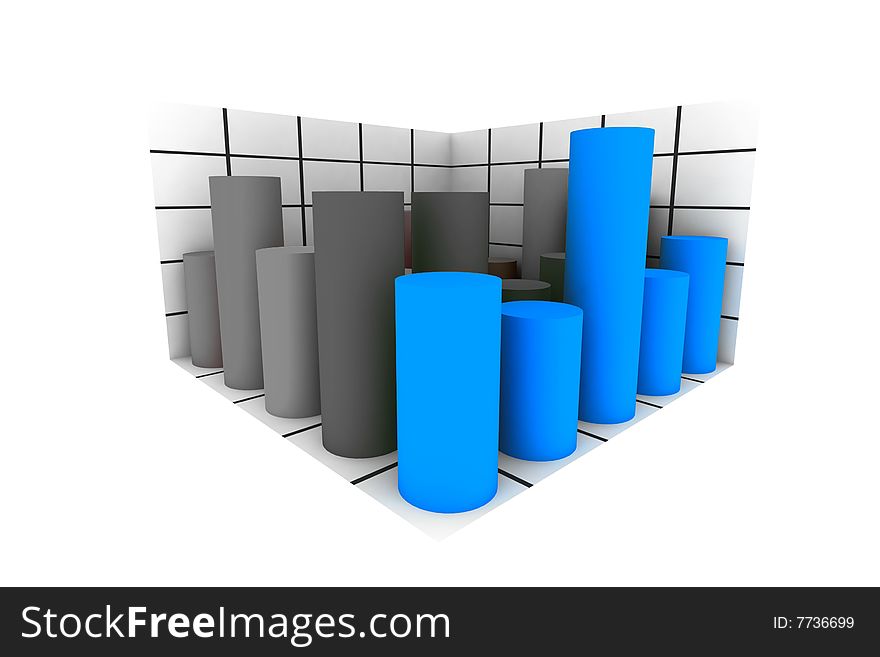 Statistics - 3d isolated diagram on white. Statistics - 3d isolated diagram on white