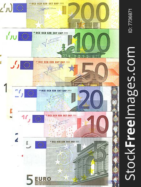 Detail of european banknotes background