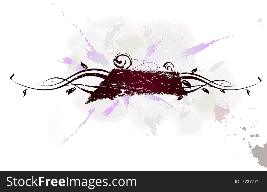 Grunge floral banner on stained background. Grunge floral banner on stained background
