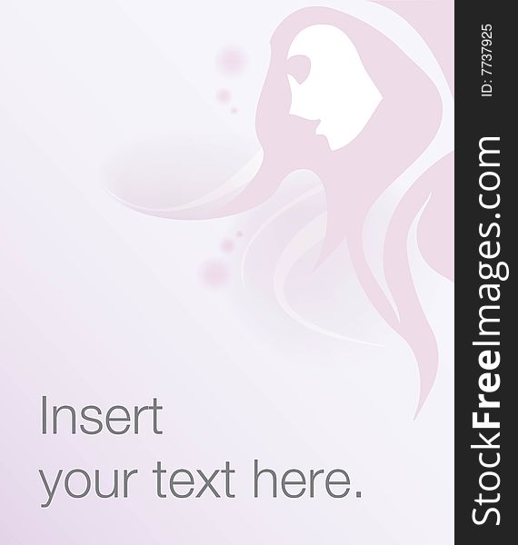 A silhouette of a girl on a pink background. A silhouette of a girl on a pink background