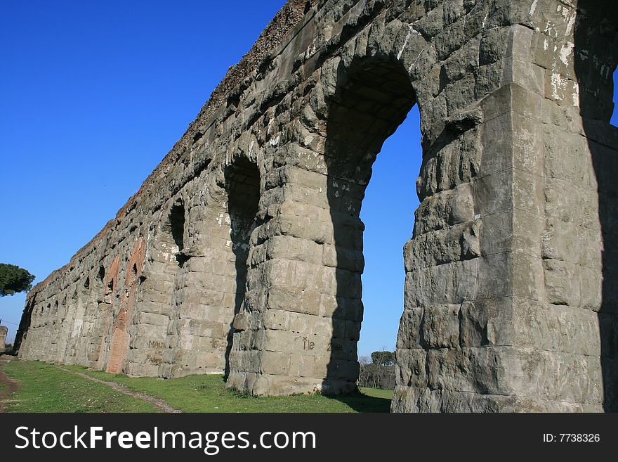 The rest of Roman aqueduct in Rome
