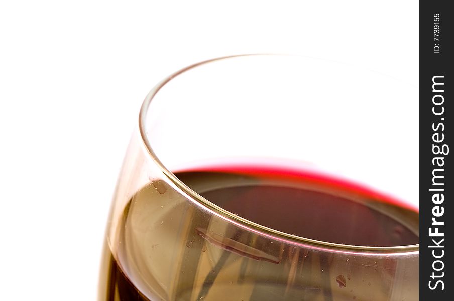 Glass red wine on white background