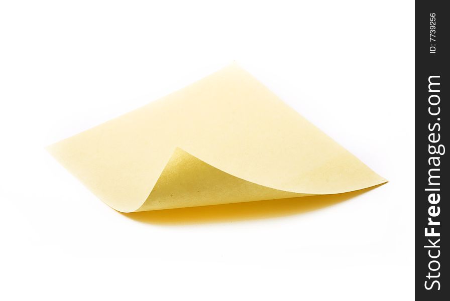 Yellow sheet on a white background