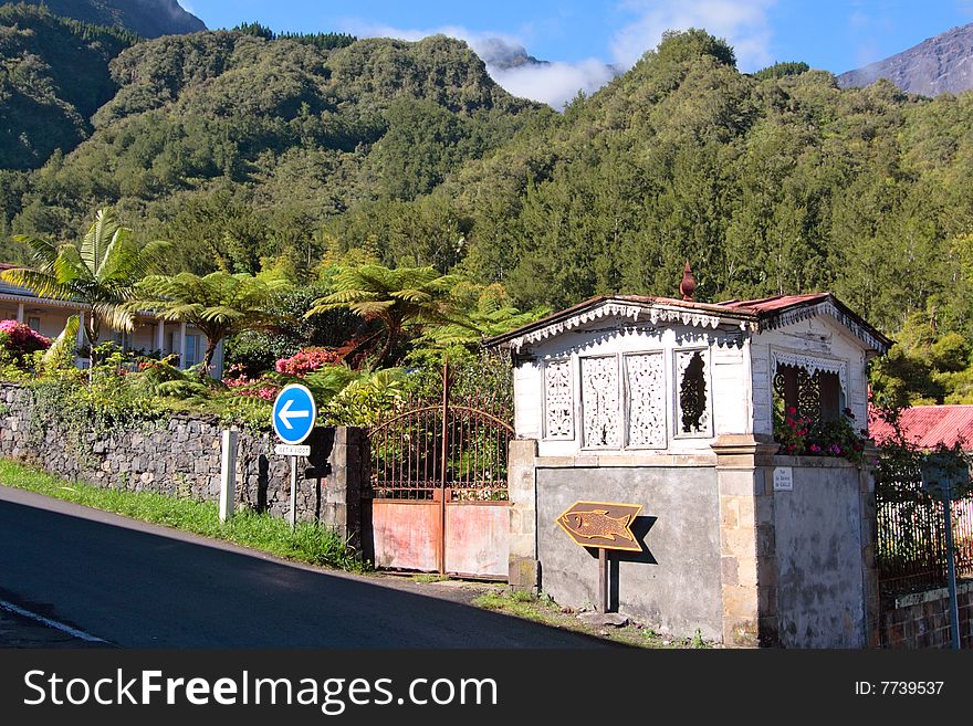 A street of Hell-Bourg village, Salazie caldera, Reunion island