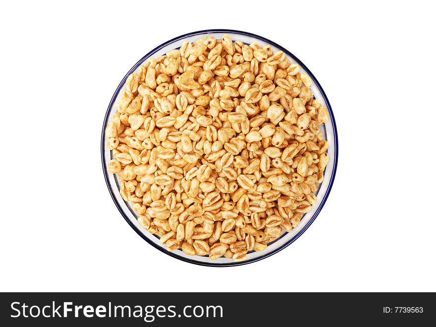 Popped wheat grains in cup