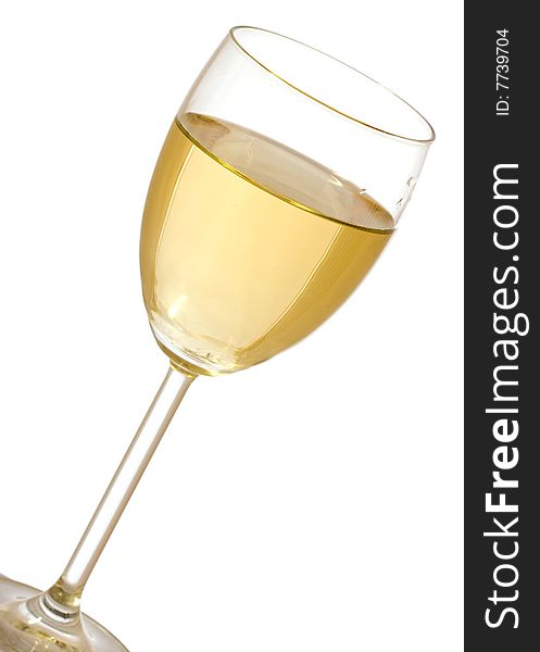 White glass wine on white background