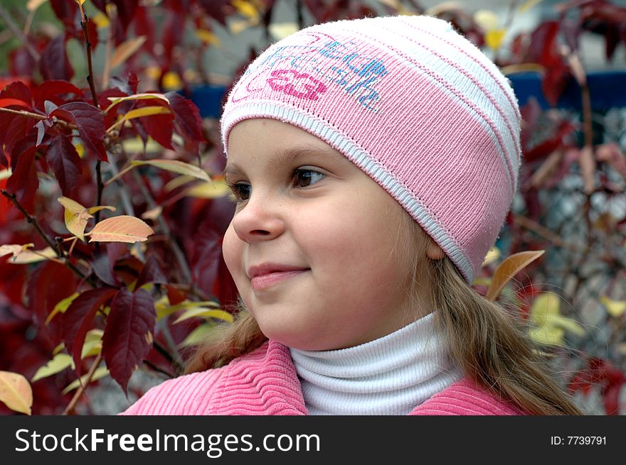 Little girl in pink hat