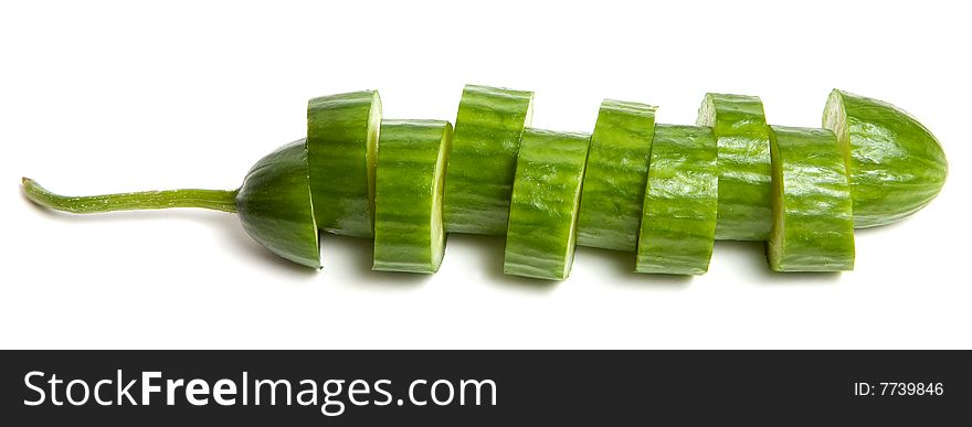 Sliced cucumber isolated on white