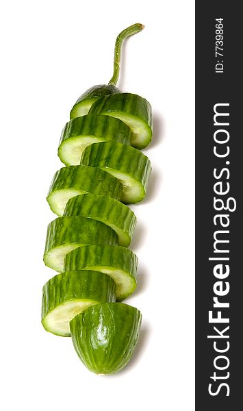 Sliced cucumber isolated on white