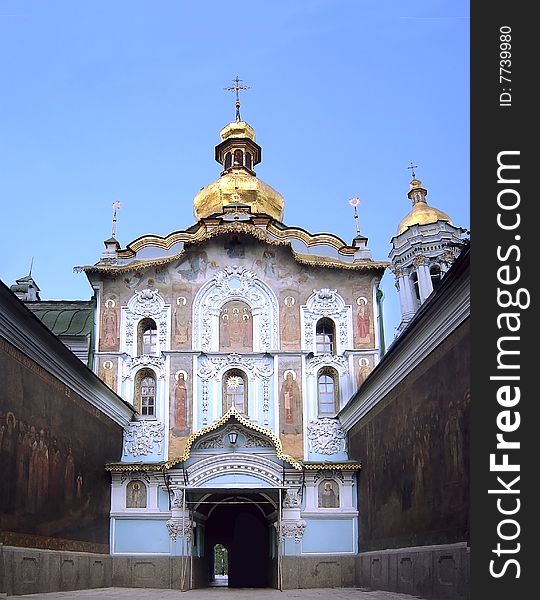 Church above the main gate of monastery, Kiev, Ukraine. Church above the main gate of monastery, Kiev, Ukraine