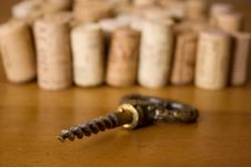 Stoppers And Old Corkscrew. Royalty Free Stock Photos Stoppers And Old Corkscrew. Royalty Free Stock Photos