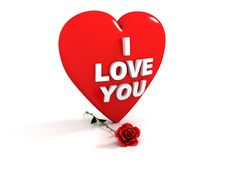 I Love You - Red Heart And Rose Stock Photography I Love You - Red Heart And Rose Stock Photography
