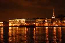 Night View Of Neva River Royalty Free Stock Photos Night View Of Neva River Royalty Free Stock Photos
