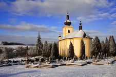 Old Church With Cemetery In The Winter Stock Photos Old Church With Cemetery In The Winter Stock Photos
