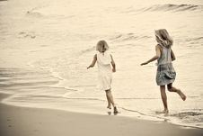 Young Girls At The Beach Stock Photography