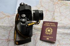 Map, Passport And Camera Royalty Free Stock Photography Map, Passport And Camera Royalty Free Stock Photography