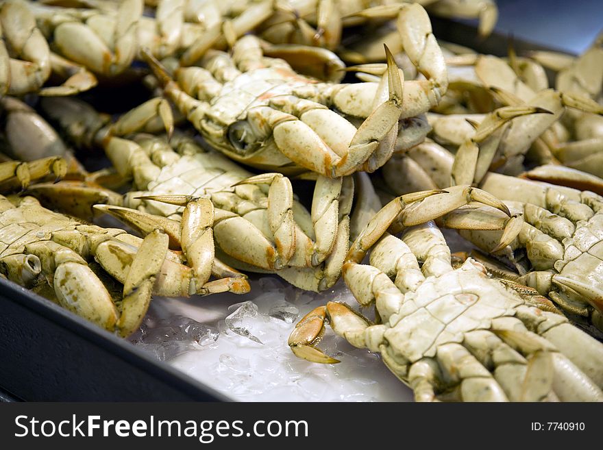 Crabs on Ice for Sale at Seafood Market. Crabs on Ice for Sale at Seafood Market