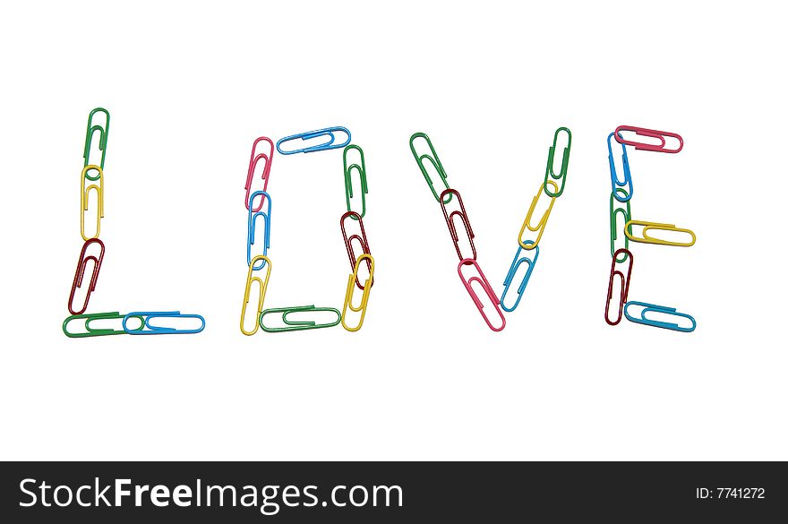 Paper clips combined in a word