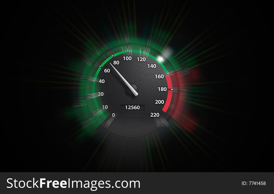 Auto speedometer on black background. Auto speedometer on black background.