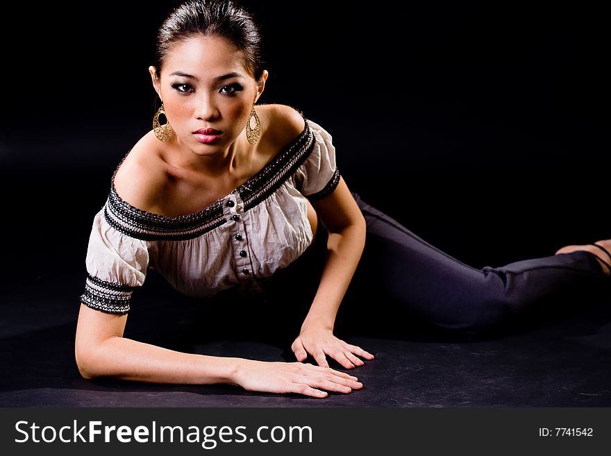 Stylish asian young woman face expression. Stylish asian young woman face expression