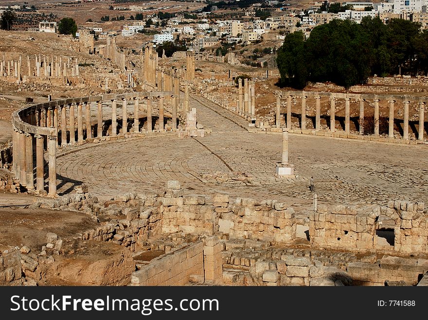Ancient roman ruins in Jerash, Jordan