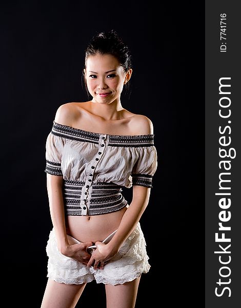 Stylish asian young woman face expression. Stylish asian young woman face expression